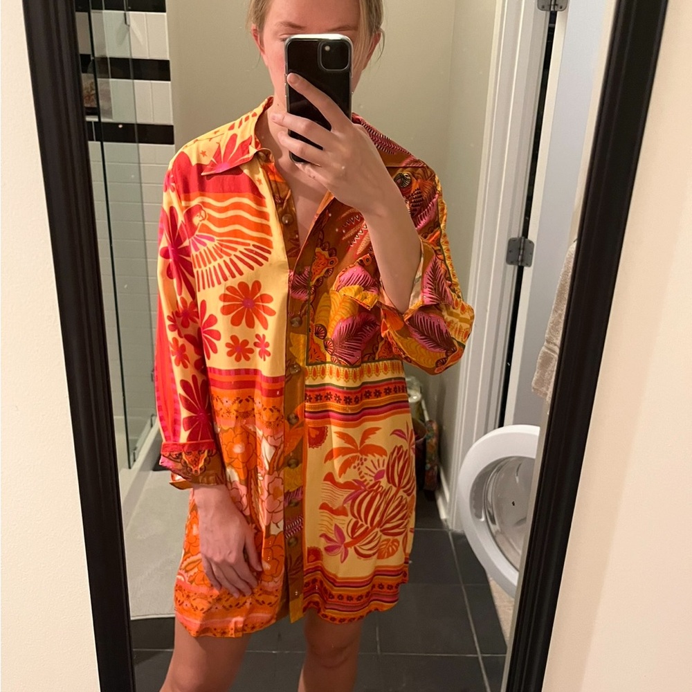 FARM Rio Multicolor Floral Shirt Dress